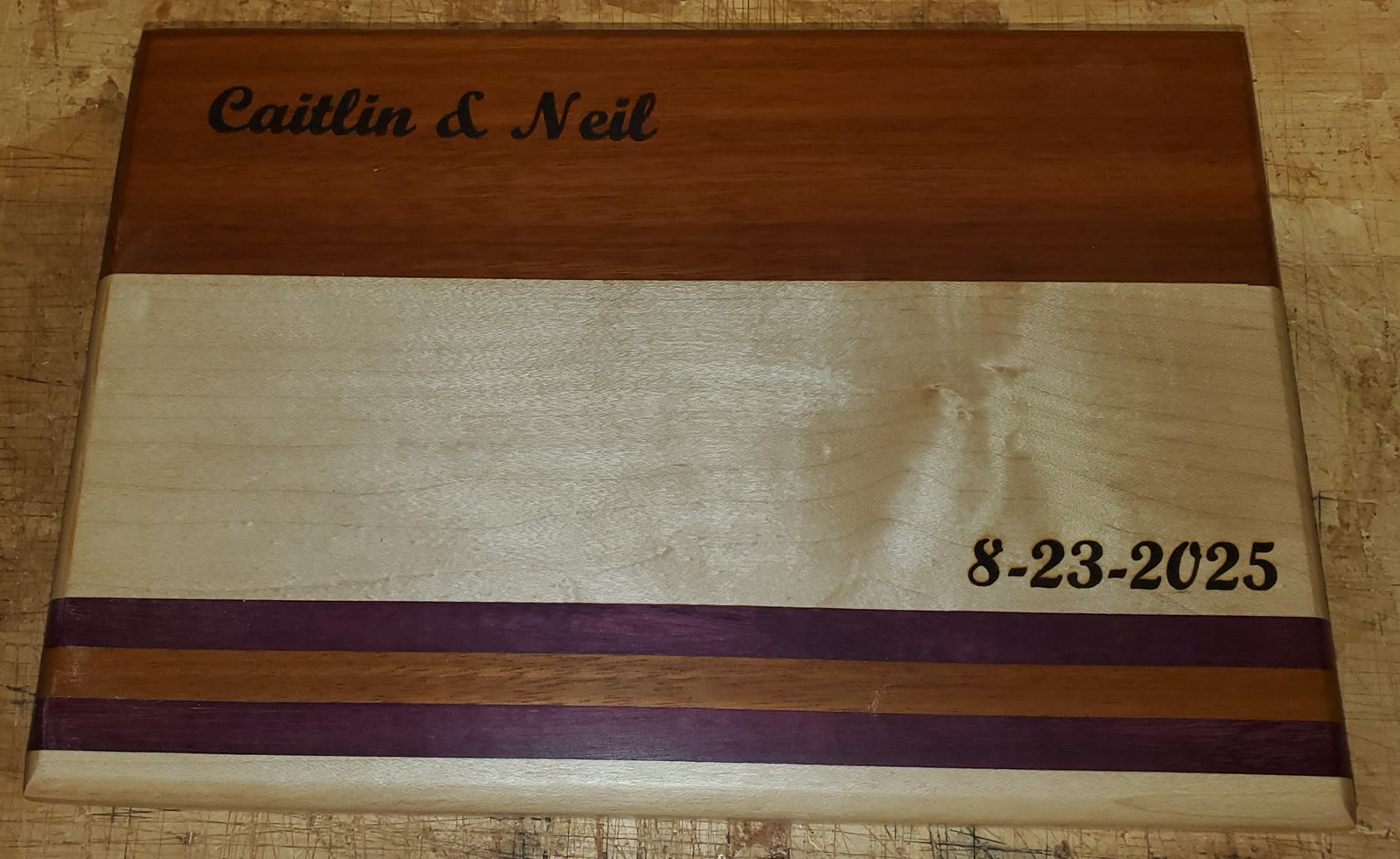 Custom engraved wedding board by Board Grunt